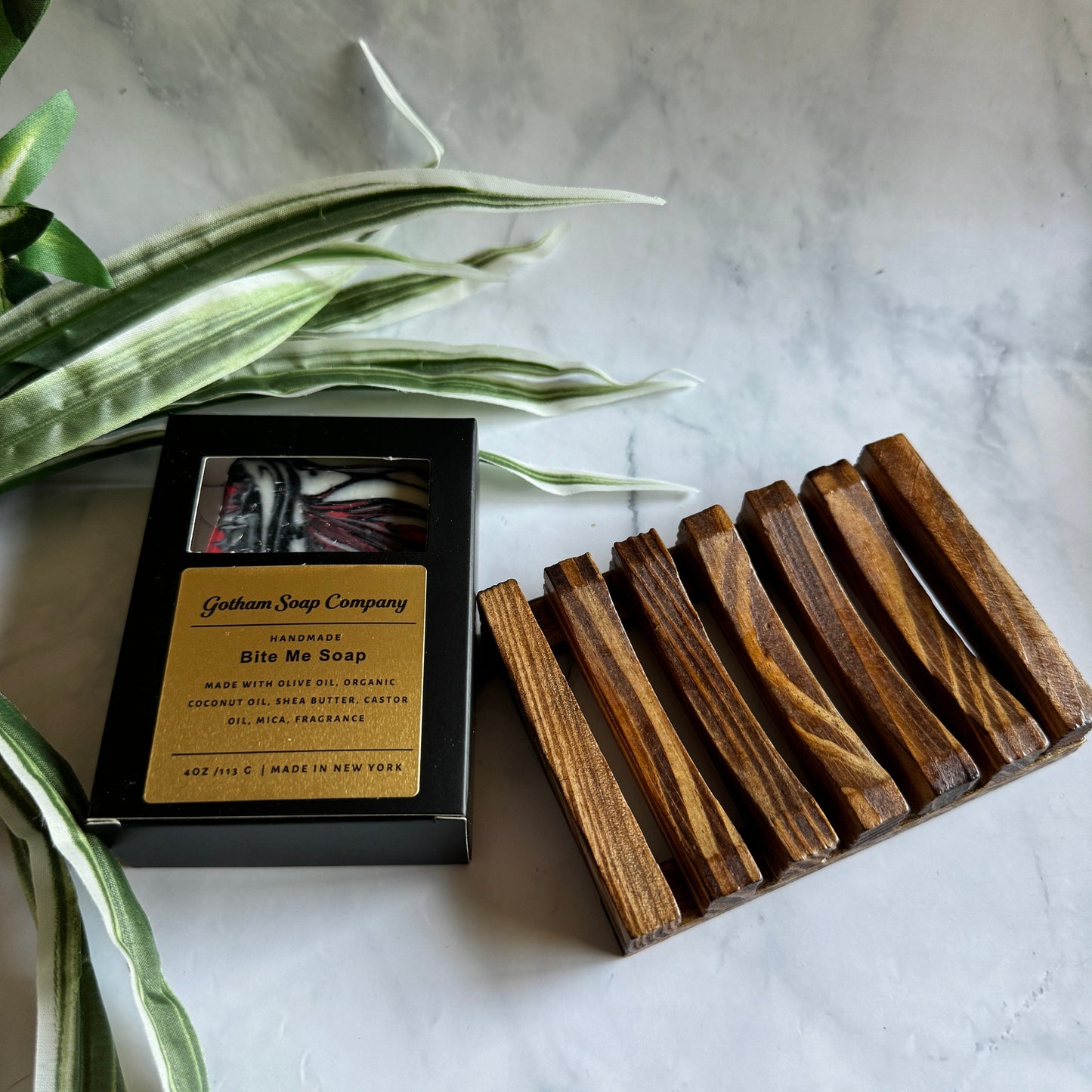 Gotham Soap Company Bite Me Gift Box soap bar in a box and bamboo soap dish